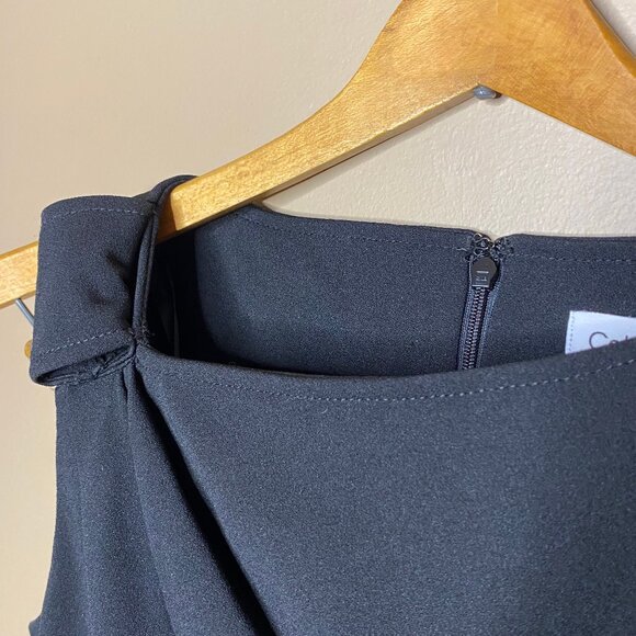 Sophisticated Black Calvin Klein Women’s Sleeveless Front Slit Knee Length Dress - Picture 6 of 13